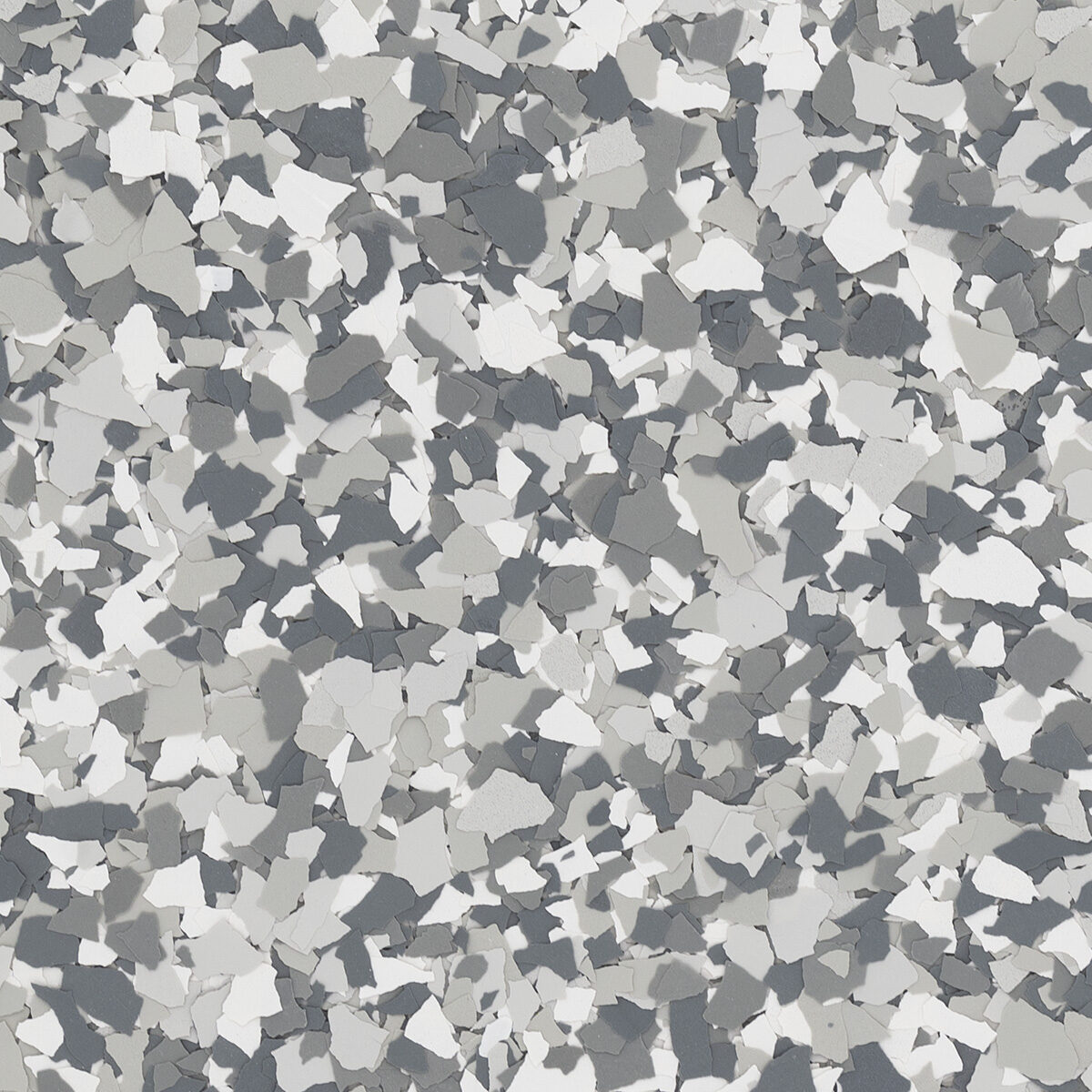 Stonehenge flake blend spread across a floor: light gray and white