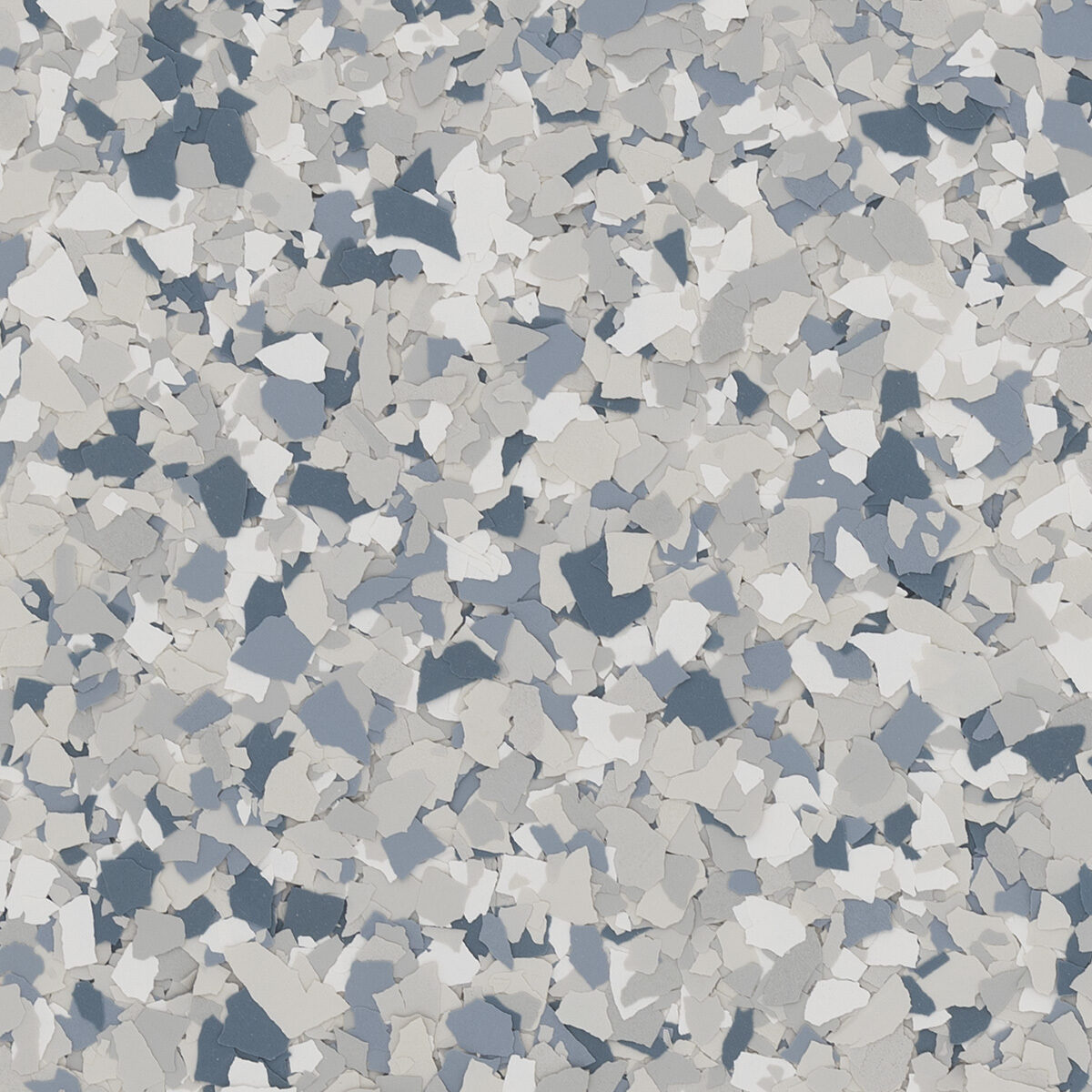 Tidal Wave flake blend spread across a floor: light gray and blue gray